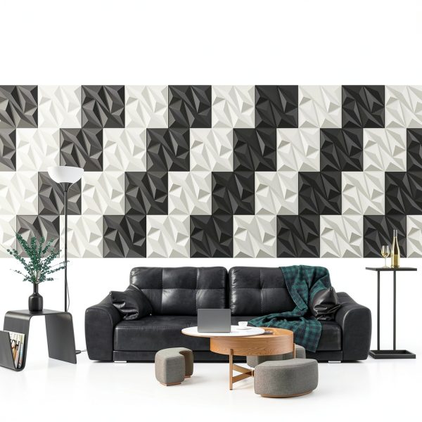 ZELMINE 3D Diamond Wall Panels PVC Modern Decor-4