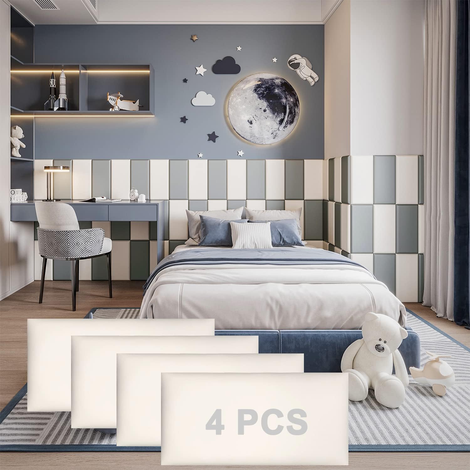 YLL YLL 3D wall panel installed in a modern bedroom setting