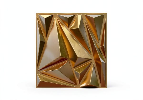 3D Wall Panel STICKGOO Brushed Gold Square PVC-4