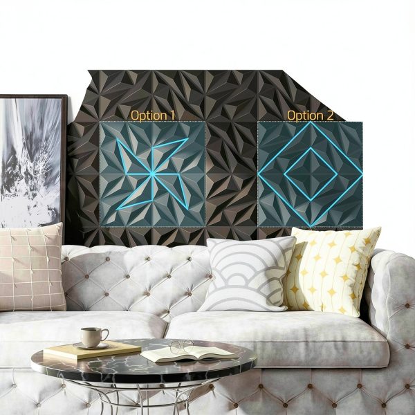 ZELMINE 3D Diamond Wall Panels PVC Modern Decor-3
