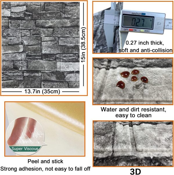 YLL 3D Wall Panels Self Adhesive Faux Brick Foam-4