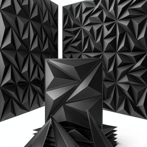 Sonicism 3D Wall Panels PVC Charcoal Black DIY Home Decor-0