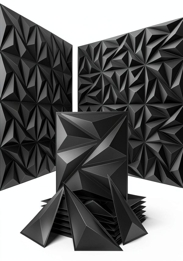 Sonicism 3D Wall Panels PVC Charcoal Black DIY Home Decor-0