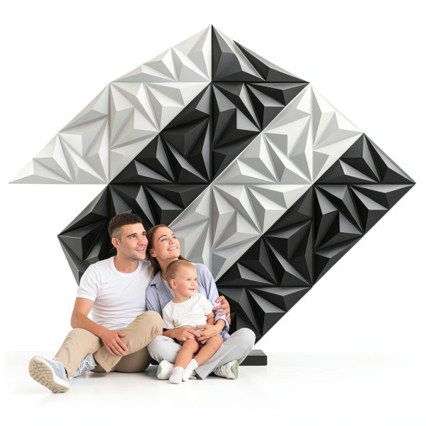 Sonicism 3D Wall Panels PVC Charcoal Black DIY Home Decor-5