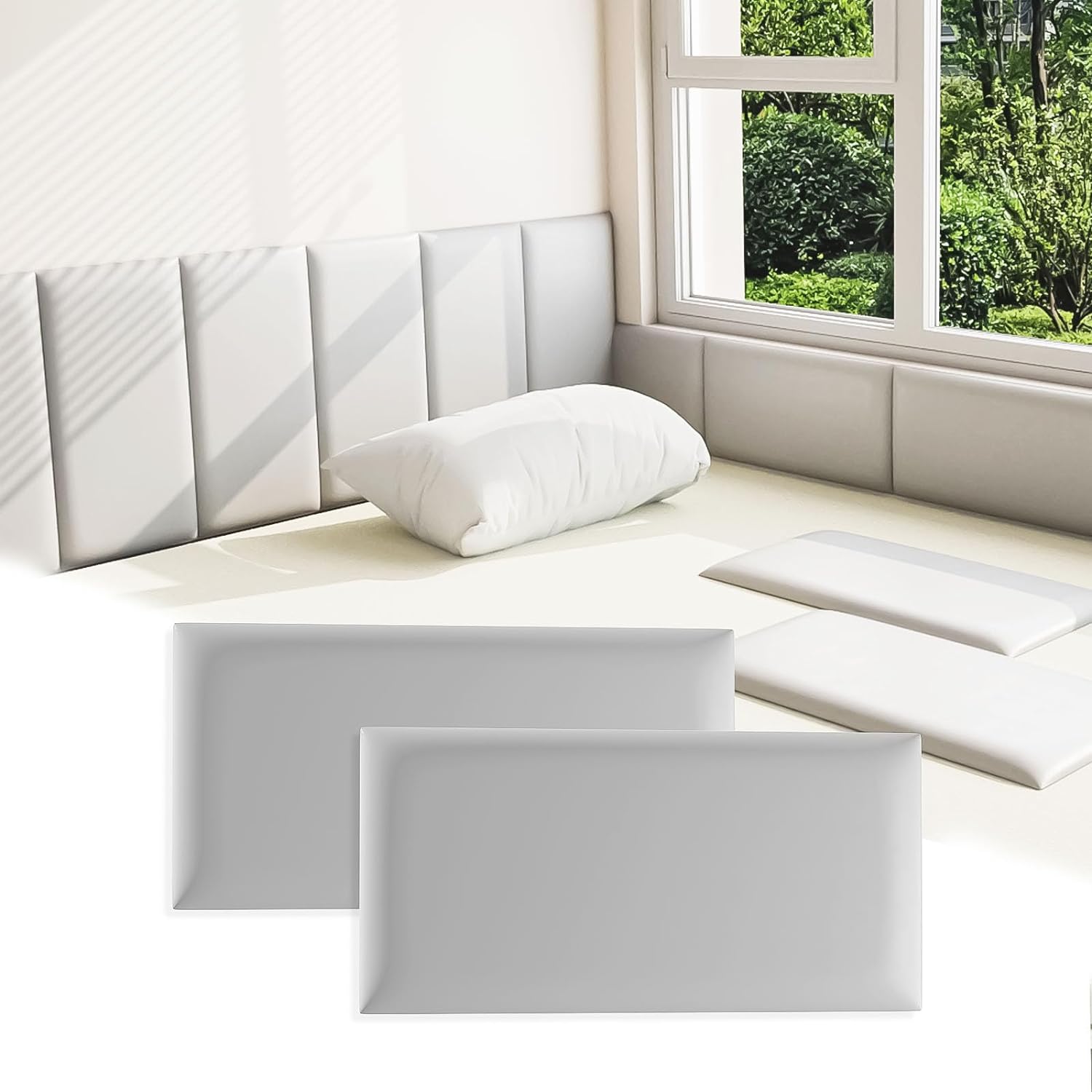 Installing Umedol Modern Wall Headboard Panels on a bedroom wall