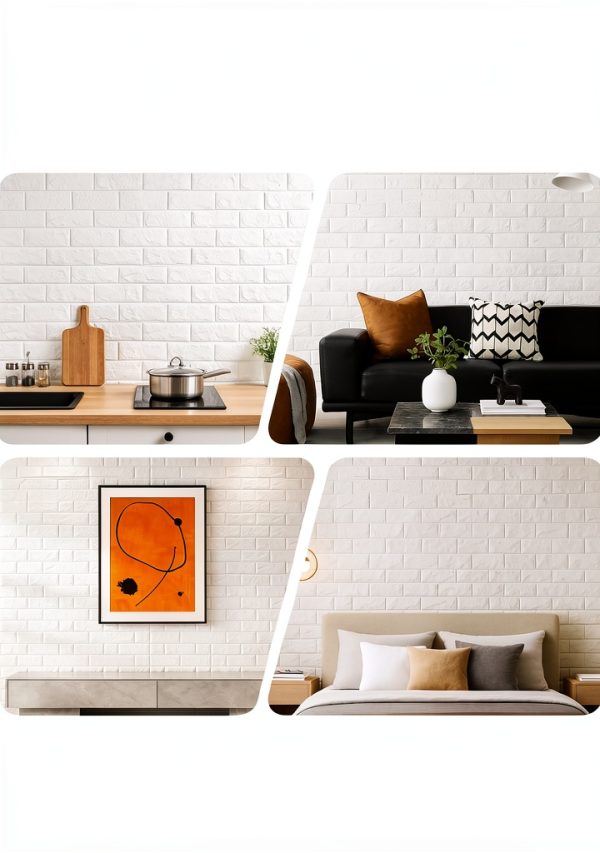 Circloophs White 3D Foam Wall Panel Waterproof Square Tile-4
