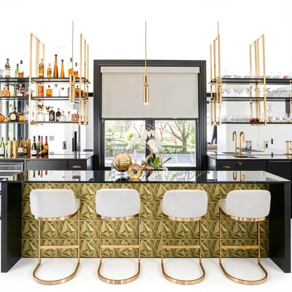 3D Wall Panel STICKGOO Brushed Gold Square PVC-7