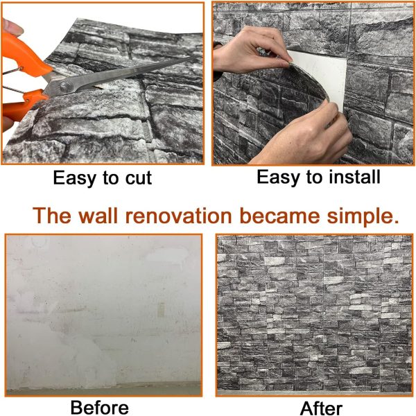 YLL 3D Wall Panels Self Adhesive Faux Brick Foam-5